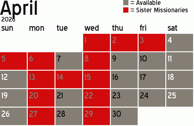 Missionary Dinner Calendar